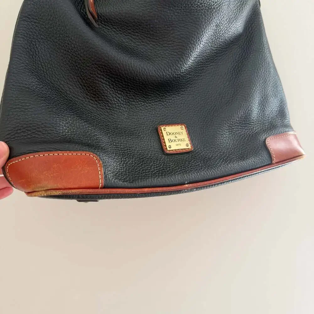 Dooney & Bourke Pebbled Leather Hobo Shoulder Bag with Brown Leather Trim